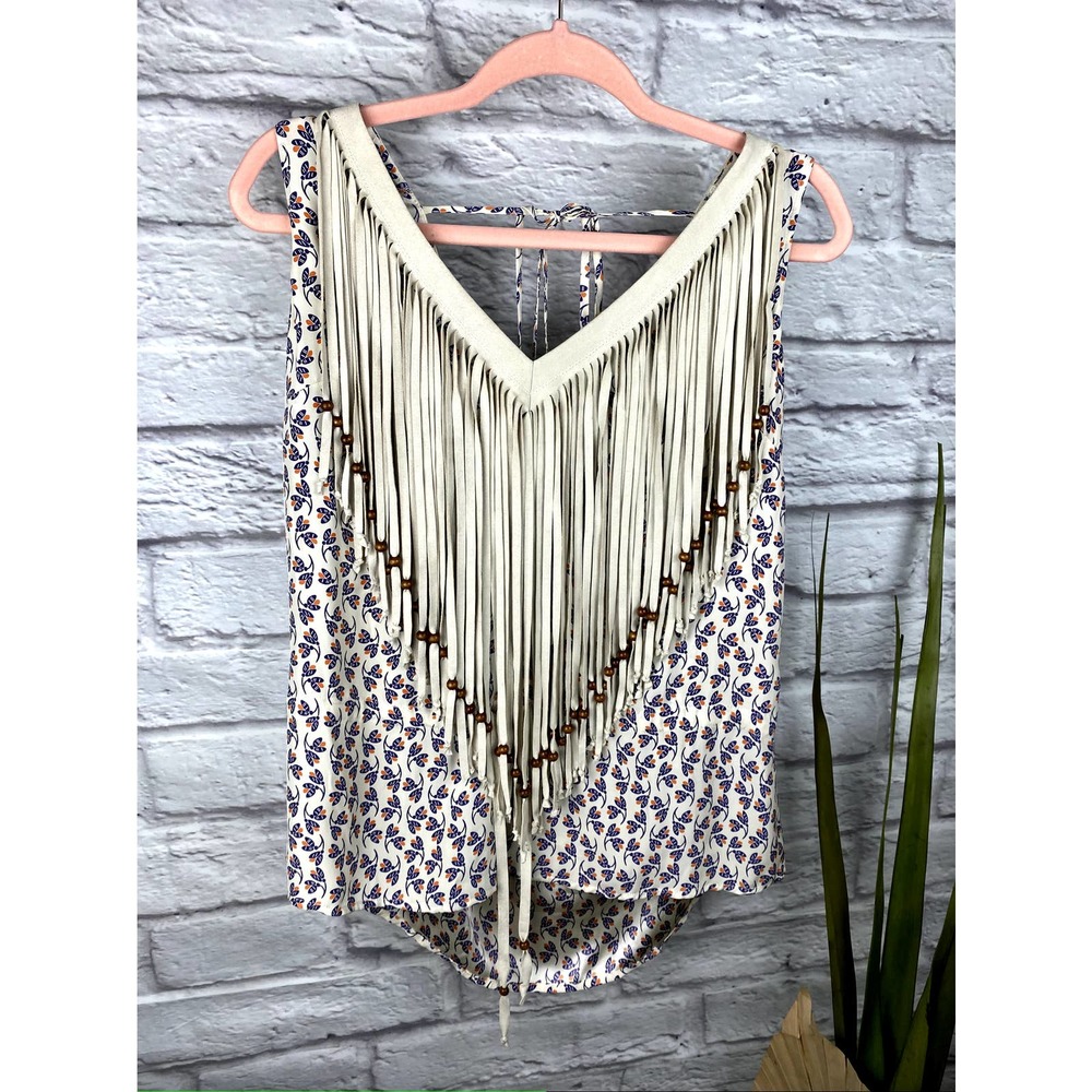 Moda International Fringe Top, 100% Silk, S